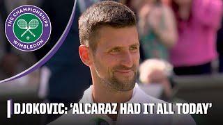 Novak Djokovic reacts to Carlos Alcaraz defeat: 'Absolutely deserved' | Wimbledon on ESPN