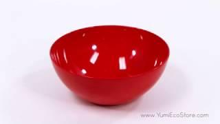 Yumi Nature+ 555 Natural Bamboo Salad Bowl with Cover - Red