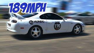 Turbo Supra vs Porsche 911 Turbo vs Evo 9 vs Shelby GT 350 - 1/2 Mile Battle