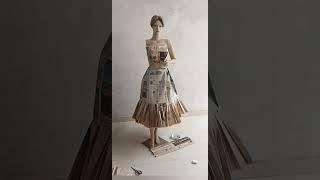 How to make Easy Paper dress | Vintage paper dress | Recycle dress Ideas #diypaperdress #avantgarde