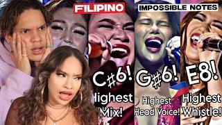 Musicians react to FILIPINO SINGERS EXTREME VOCALS (LOWEST to HIGHEST )