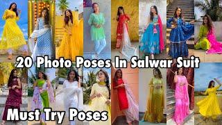 20 Photo Poses For Girls In Salwar Suit | Stylish Suit Photo Pose For Girls | Santoshi Megharaj