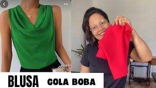 Como fazer Blusa gola boba DECOTE DRAPEADO SEM MOLDE