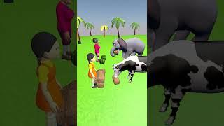 Funny Cow & Elephant Eat Food!  3D Cartoon Animation 