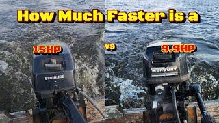 How much faster is a 15HP Outboard than a 9.9 HP