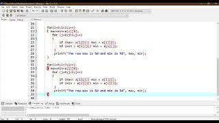 Finding Maximum and Minimum in 2D array- operations on array