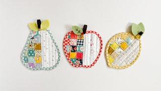 How to sew Apple Lemon and Pear Coasters | Patchwork Sewing | Mother’s Day Gift idea