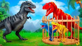 Brave T-Rex’s Heroic Rescue of Family Dinosaurs from Evil Tyrannosaurus! Jurassic Adventures