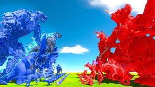 Team Blue + Mechagodzilla VS Destoroyah + Team Red - Godzilla Revolt Battle Gaming