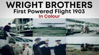 Wright Brothers First Flight in their powered aircraft | 1903 | In Color
