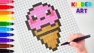 Рисунки по клеточкам Мороженое | Pixel Art How to Draw a Cute Ice Cream