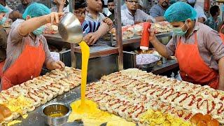 Pakistani Street Food Special Egg Burger | Amazing Cooking Skills Making Street Food Anda Bun Kabab