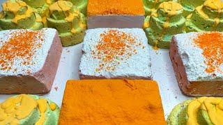 Orange & Green Reforms Crunchy Soft Squeaky Gym Chalk Blocks Crush | ASMR | Oddlysatisfying