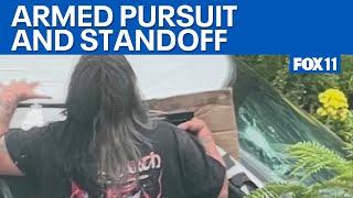 Woodland Hills standoff: Armed woman in custody after pursuit  | FOX 11 LA