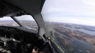 Approach & Landing Torp Sandefjord Airport, Norway, Runway 36, Boeing 737-800