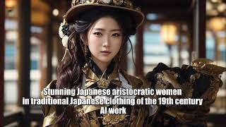 Stunning Japanese aristocratic women in traditional Japanese clothing of the 19th century. AI work.