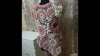 Жилет  зв'язаний у техніці фріформ #crochet #knitting #knittedfashion