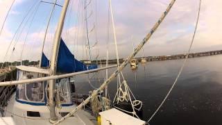 Windsong's Journey: Heeling a Sailboat under a low bridge Part 2