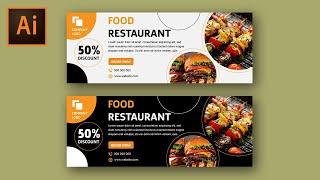 Food Restaurant Web Banner Design Tutorial | Adobe Illustrator CC | Designers Joint