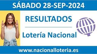 Resultado del sorteo Loteria Nacional del sabado 28 de septiembre de 2024