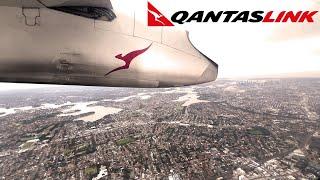 Great Views of Sydney ON TAKEOFF Onboard QantasLink DHC Dash 8 Q400 Bound for Canberra