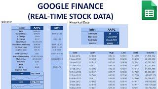 GOOGLE FINANCE Function | Retrieving Stock Data