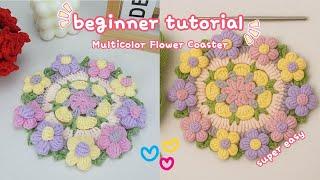 Crochet Coaster Flower Bouquet | Colorful Crochet Ideas for Beginners