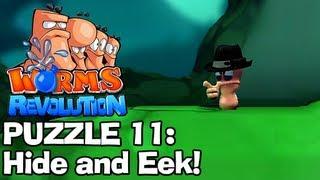 Worms Revolution: Puzzle 11 - Hide and Eek! (Puzzles Walkthrough)