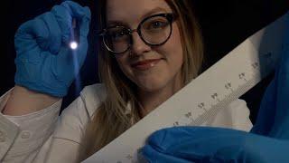 ASMR - Cranial Nerve Exam - tongue clicking, pen light triggers, measuring, typing & writing, gloves