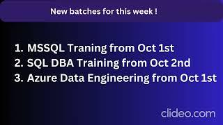 New Batches for Oct 1st Week | #SQLSchool #SQL #Azure #powerbi #Training