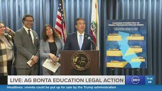 California AG Rob Bonta files lawsuit challenging the termination of K-12 teacher grants | Raw video