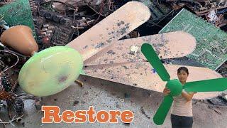 Restore ceiling fan - fully Restoration & Repair burned old Ceiling fan - Restoration fan old rusty