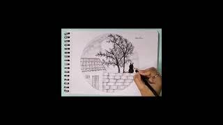 Moonlight Scenery Pencil Sketch || Pencil Sketch  || Landscape || Eshas Arts