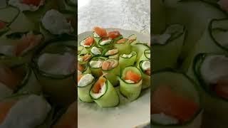 Роллы из огурцов.  Рецепт вкусной закуски за 5 минут #shorts