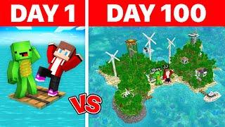 JJ and Mikey Stranded 100 Days on One Raft in Minecraft! (Maizen)