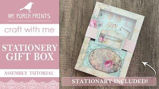 STATIONERY GIFT BOX 10 TUTORIAL | Shabby Paper Stickers Cards | My Porch Prints Junk Journal Ideas