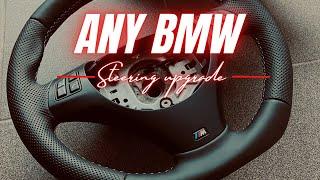 BMW Steering Wheel Upgrade - Leather Trim Cover Apply DIY tutorial