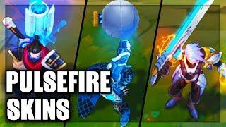 All Pulsefire Skins Final Update Twisted Fate Shen Riven Caitlyn Ezreal (League of Legends)