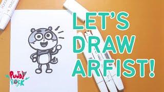 How to Draw Arfist | Easy Animal Drawing for Kids | Kids Learning Videos | Puddy Rock Characters