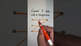 puzzle game | connect 9 dots with 4 straight lines #maths #puzzles #games #braintest #shorts #math