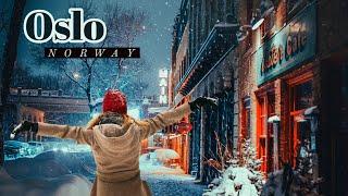 Oslo, Norway - Snow Walk - 4K/60fps HDR - Walking Tour