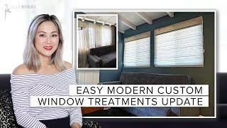 *BEFORE & AFTER* Installing Custom Window Treatments I Bought Online! (Easier than I expected )