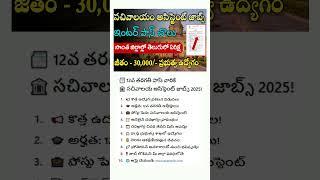 12th Pass వాళ్లకి సచివాలయ అసిస్టెంట్ జాబ్స్ || Latest Jobs In Telugu