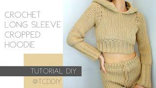 Crochet Long Sleeve Crop Top Hoodie | Tutorial DIY | 5K Giveaway!