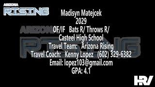 2029 Madisyn Matejcek Outfield, Softball Recruiting Skills Video