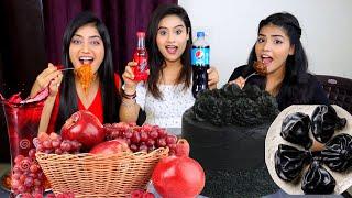 RED FOOD Vs BLACK FOOD CHALLENGE ||Funny Challenge with @DingDongGirls || Greeyanka |Fun Challenge