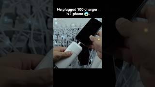 100 Charger power in one iPhone  credit: @TechRax #shorts #iphone #charger #powerful #experiment