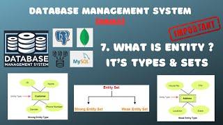 7. What is Entity ? It's Types & Sets | Entity Types : Strong & Weak | Sets : Strong & Weak | DBMS