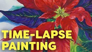 Painting a Poinsettia in Gouache | Timelapse