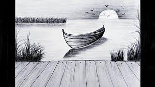 EASY SCENERY DRAWING / Pencil Drawing Easy, step by step / Qora qalamda rasm chizish, Oson usul #2